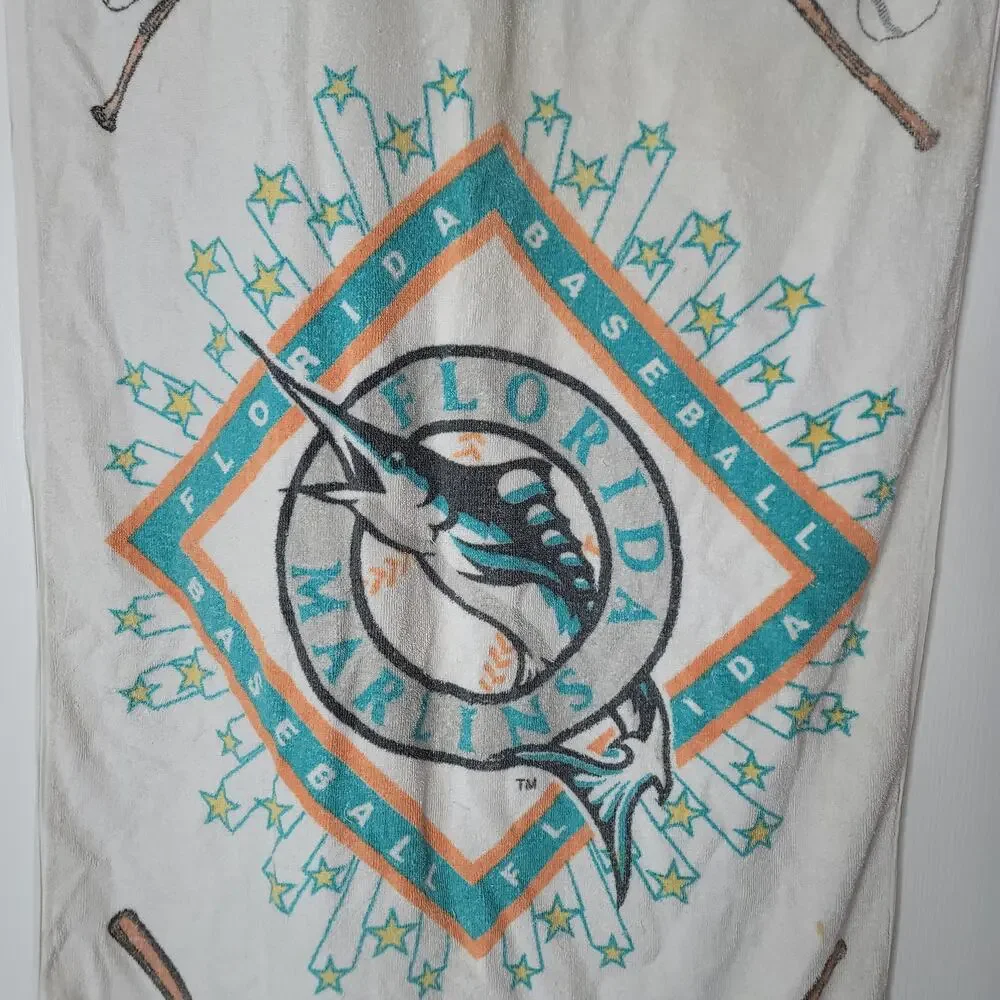 Vintage Marlins Baseball towel Beach Graphic  TerriMondo 1992 MLB Large 29